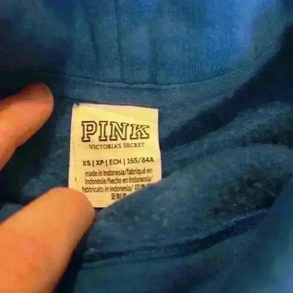 PINK Victoria Secret Royal Blue Cowl Neck Long Sleeve Sweatshirt Size XS - Picture 2 of 4